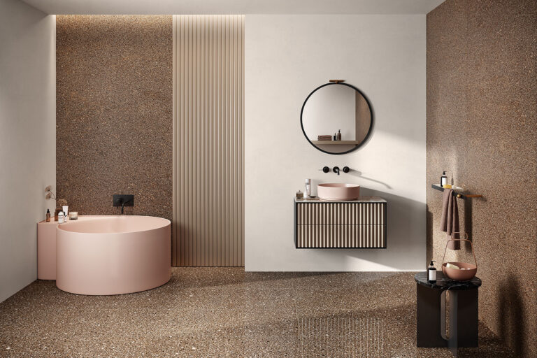 Piastrelle-grandi-formati_Ceramiche-Coem_Porfirica_Aglo-Brown-60x60-WideGres260-Brown-120x260-3